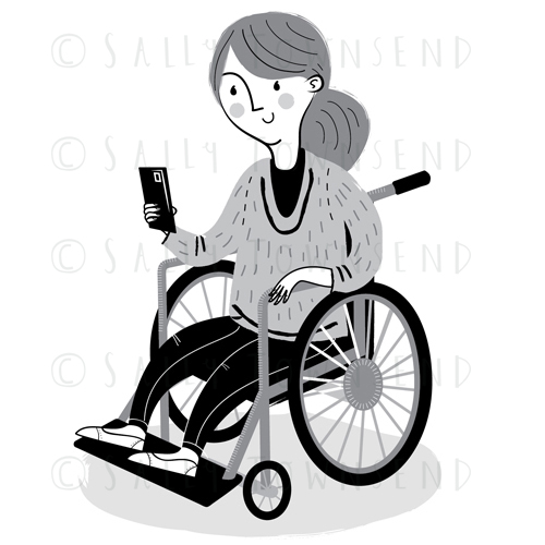 B&W Girl in Wheelchair
